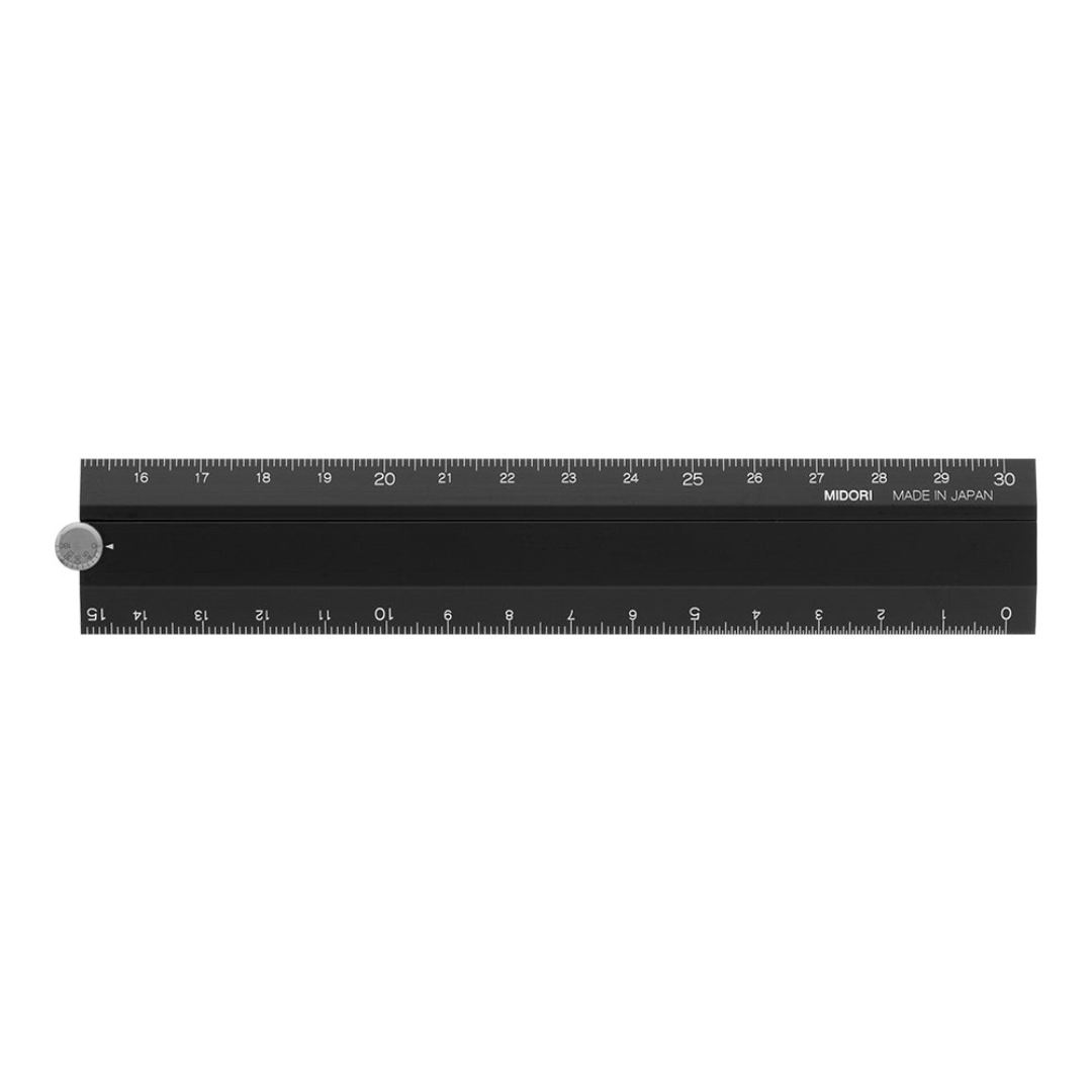 Midori Aluminum Multi Ruler - 30 cm - Black