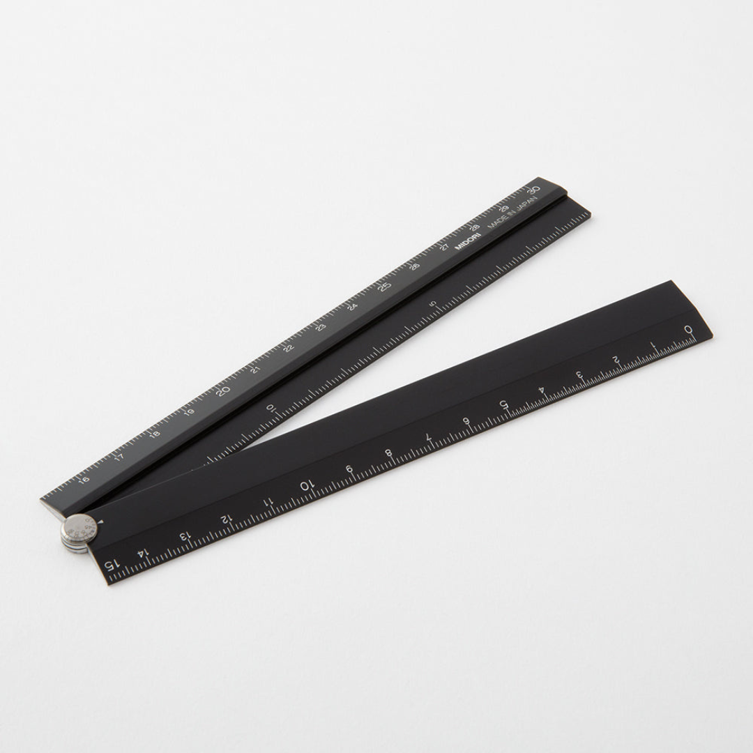 Midori Aluminum Multi Ruler - 30 cm - Black