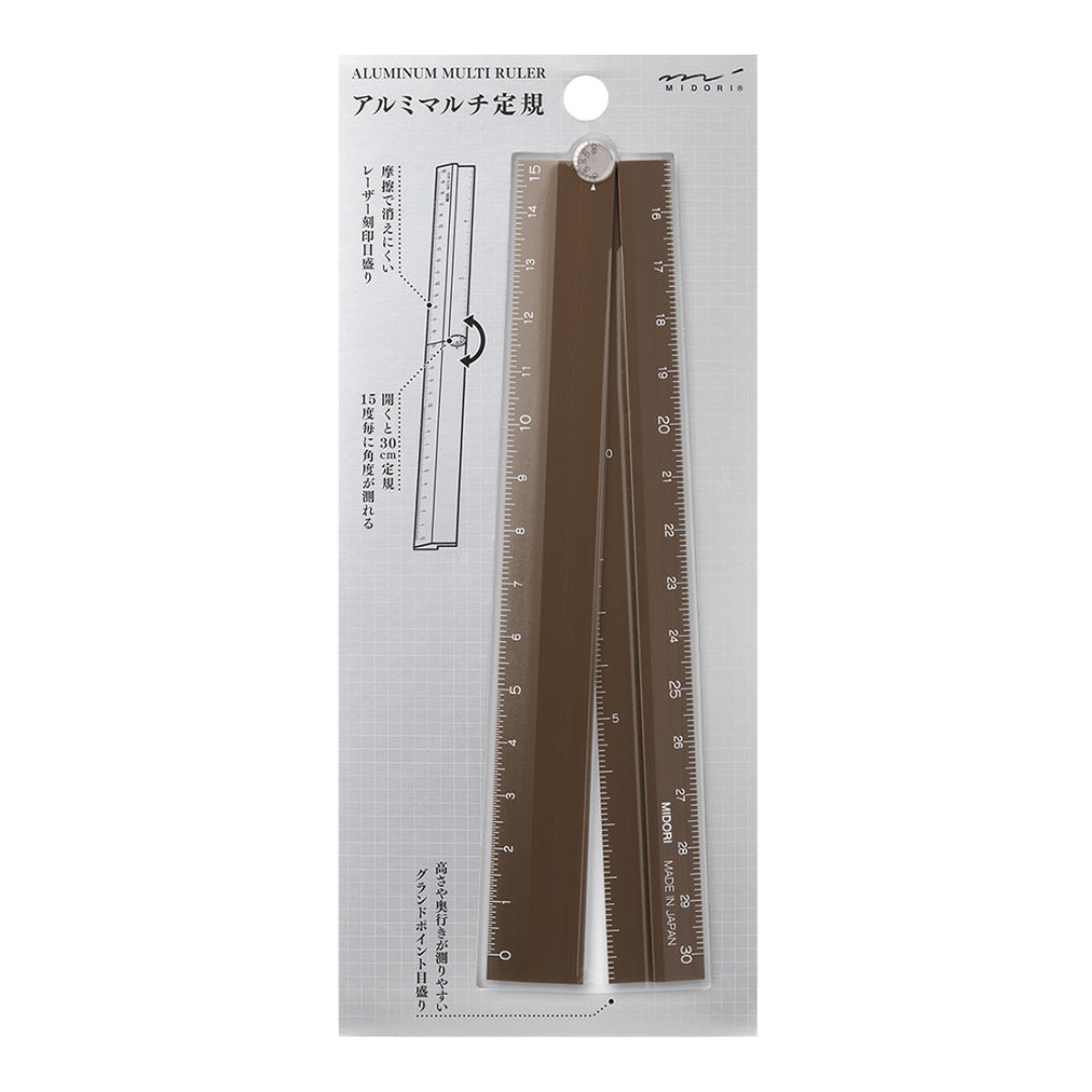 Midori Aluminum Multi Ruler - 30 cm - Brown