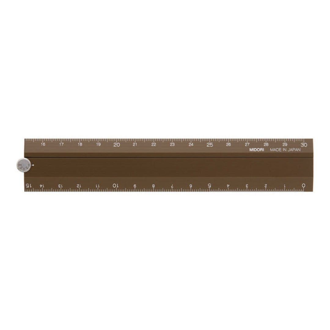 Midori Aluminum Multi Ruler - 30 cm - Brown