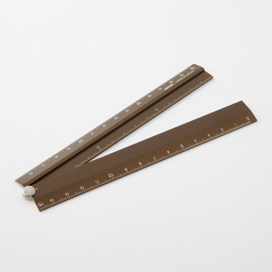 Midori Aluminum Multi Ruler - 30 cm - Brown