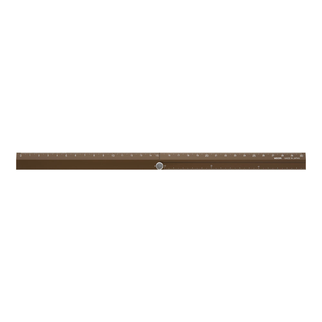 Midori Aluminum Multi Ruler - 30 cm - Brown