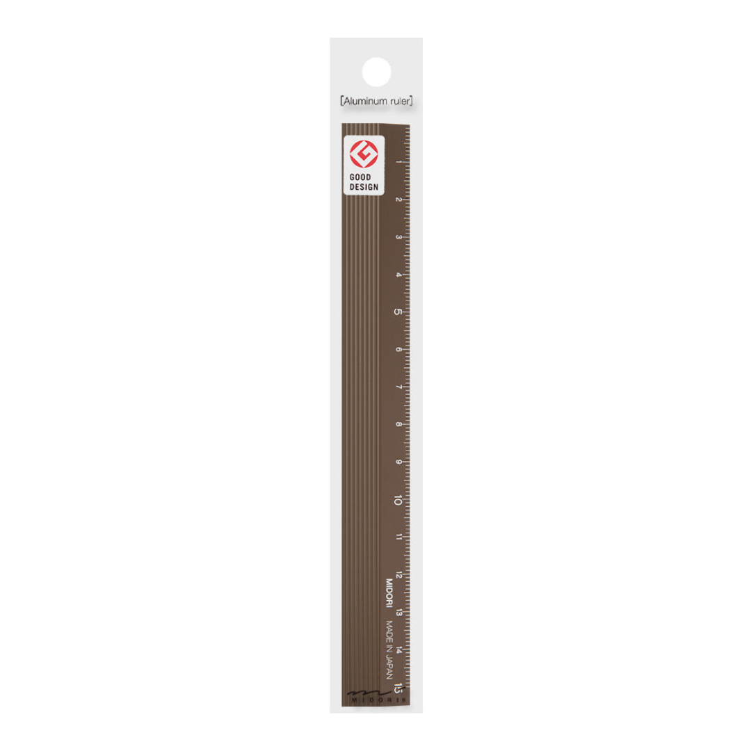 Long Brown Ruler Midori Aluminum Ruler - 15 cm - Brown – Bumbo Stationeries