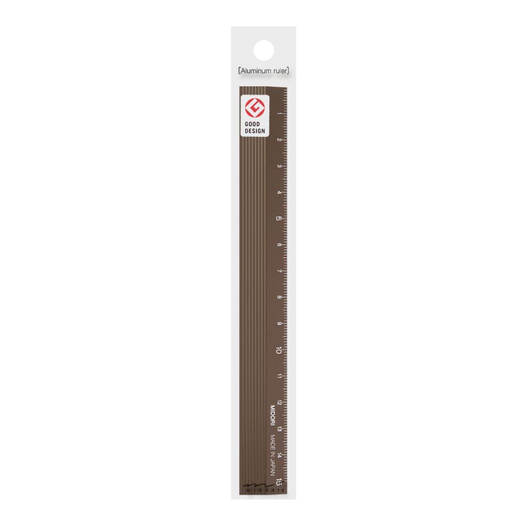 Midori Aluminum Ruler - 15 cm - Brown