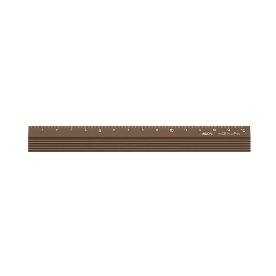 Midori Aluminum Ruler - 15 cm - Brown