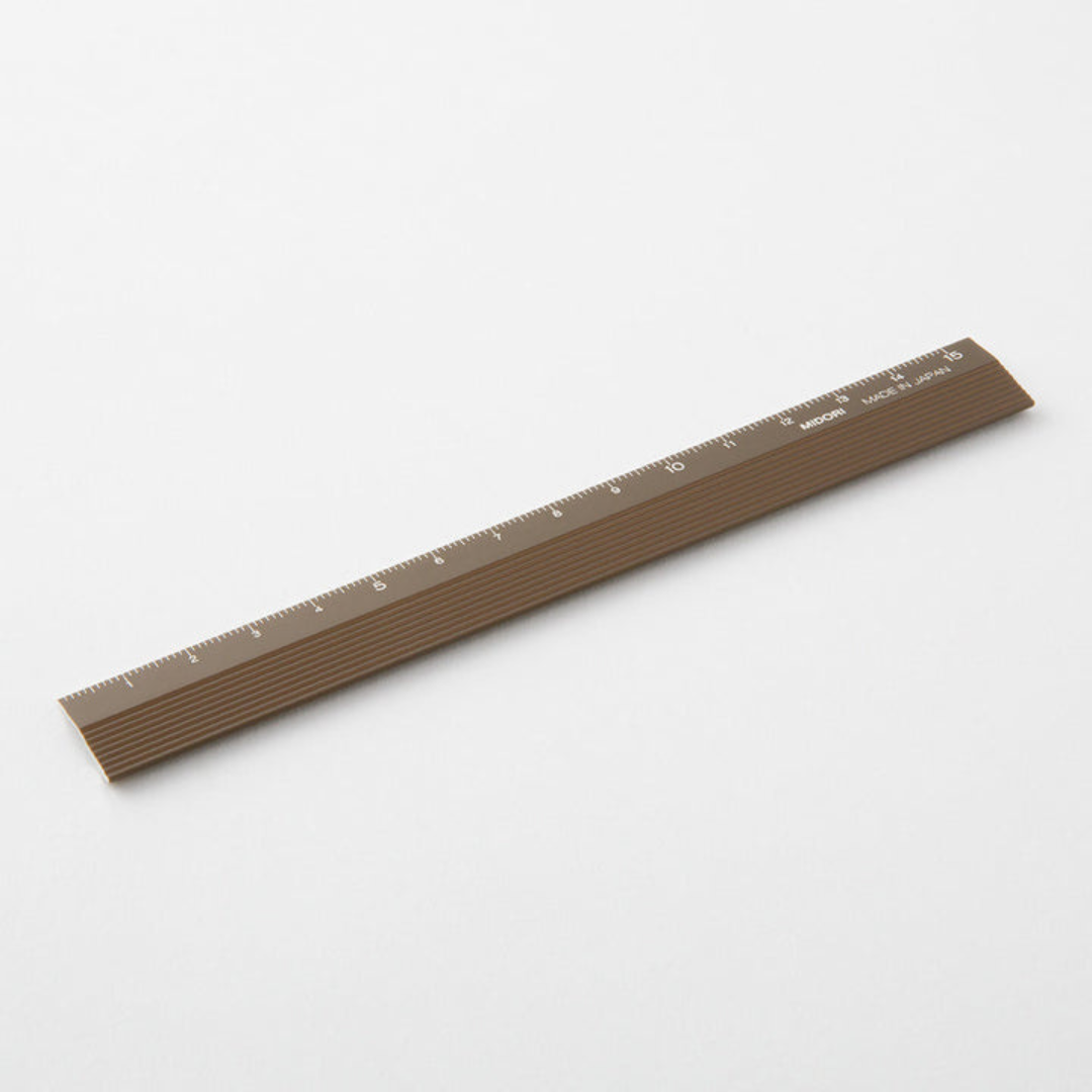 Midori Aluminum Ruler - 15 cm - Brown