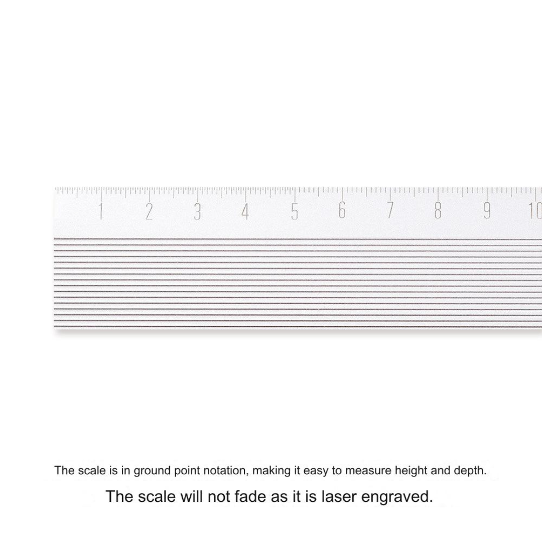 Midori Non Slip Aluminum Ruler - 30 cm - Silver