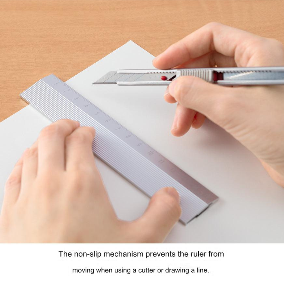 Midori Non Slip Aluminum Ruler - 15 cm - Silver