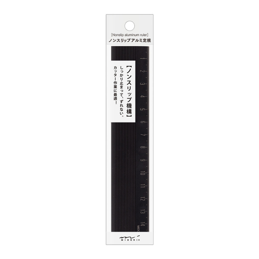 Midori Non Slip Aluminum Ruler - 15 cm - Black