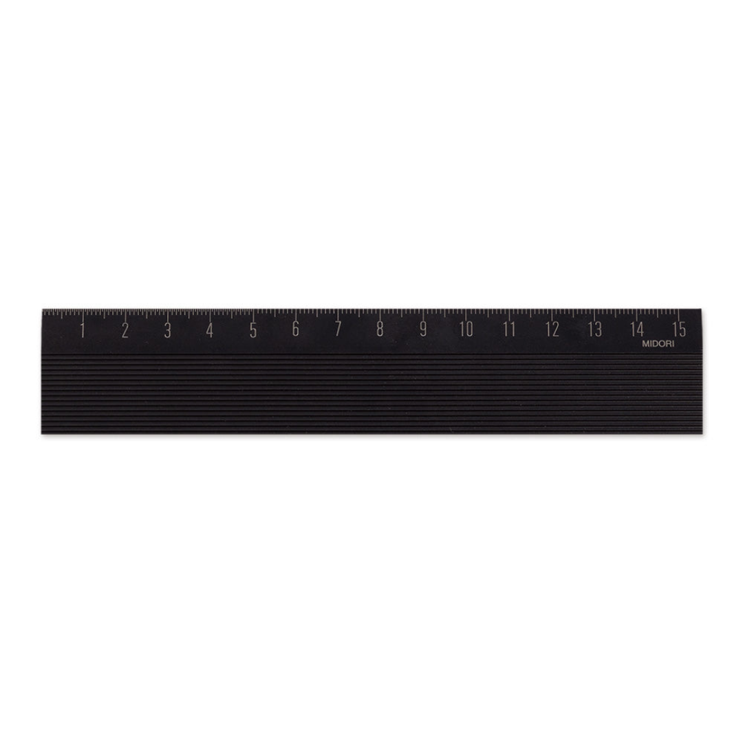 Midori Non Slip Aluminum Ruler - 15 cm - Black