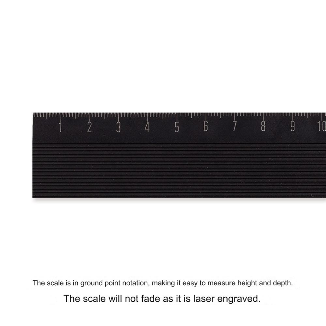 Midori Non Slip Aluminum Ruler - 15 cm - Black