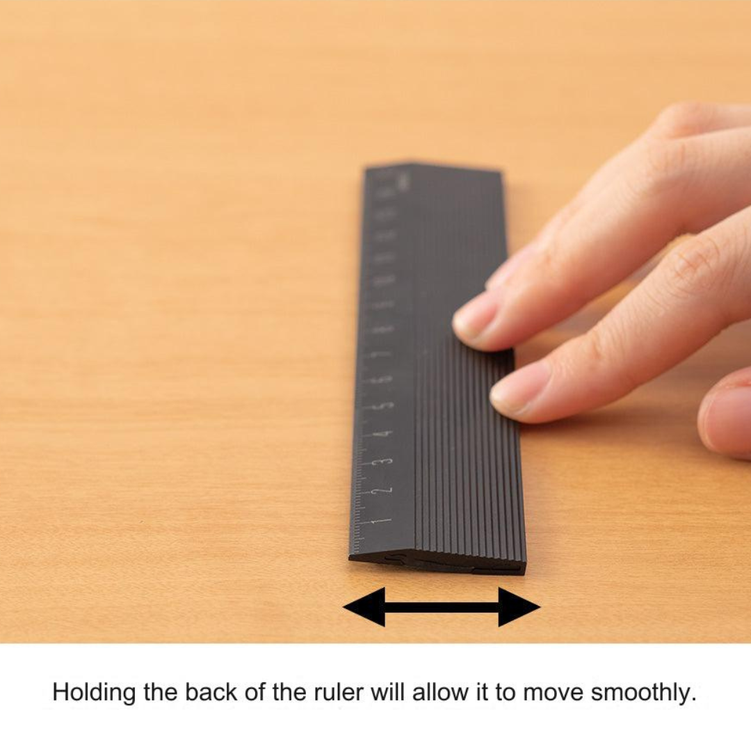 Midori Non Slip Aluminum Ruler - 15 cm - Black