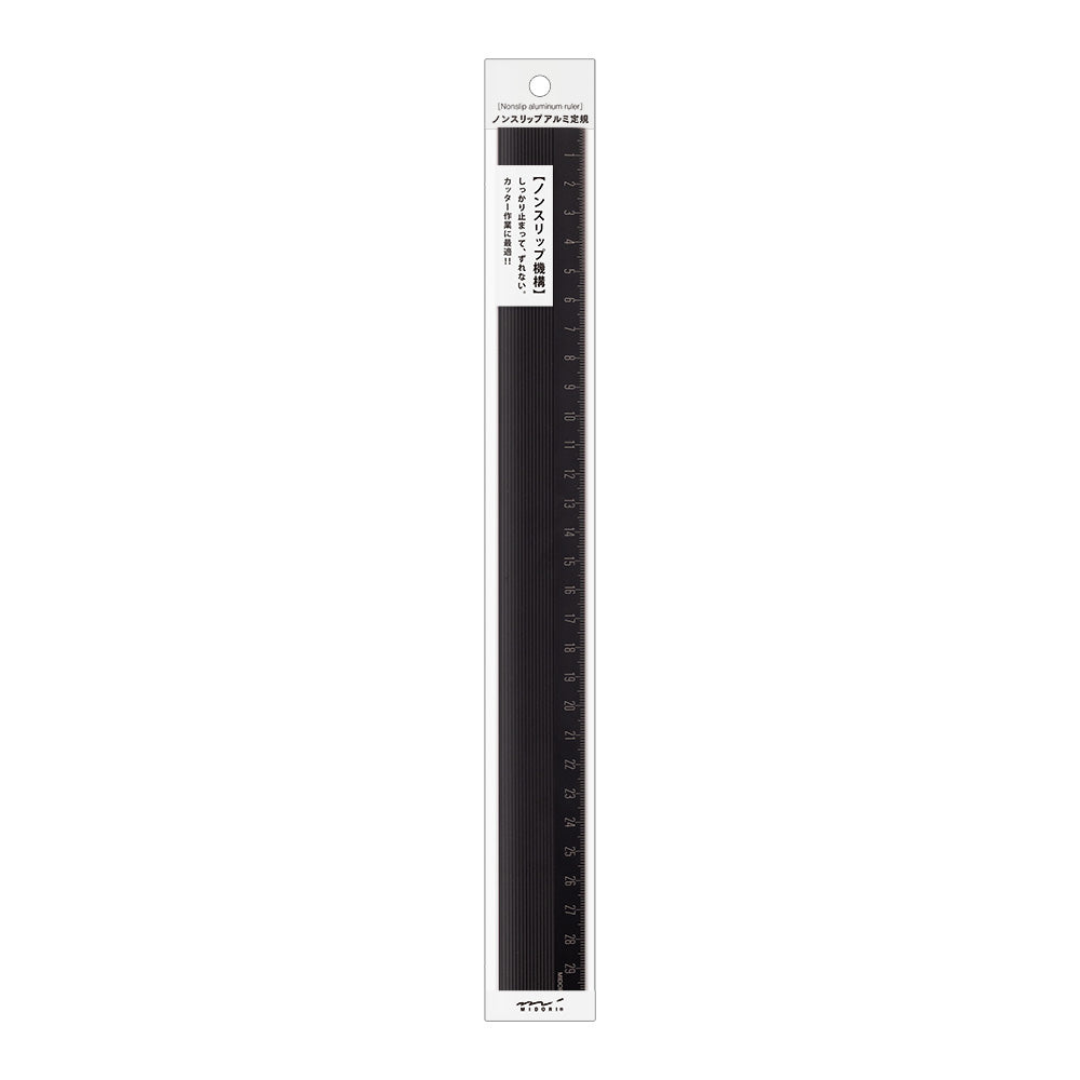 Midori Non Slip Aluminum Ruler - 30 cm - Black