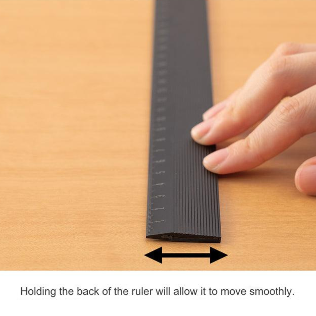 Midori Non Slip Aluminum Ruler - 30 cm - Black