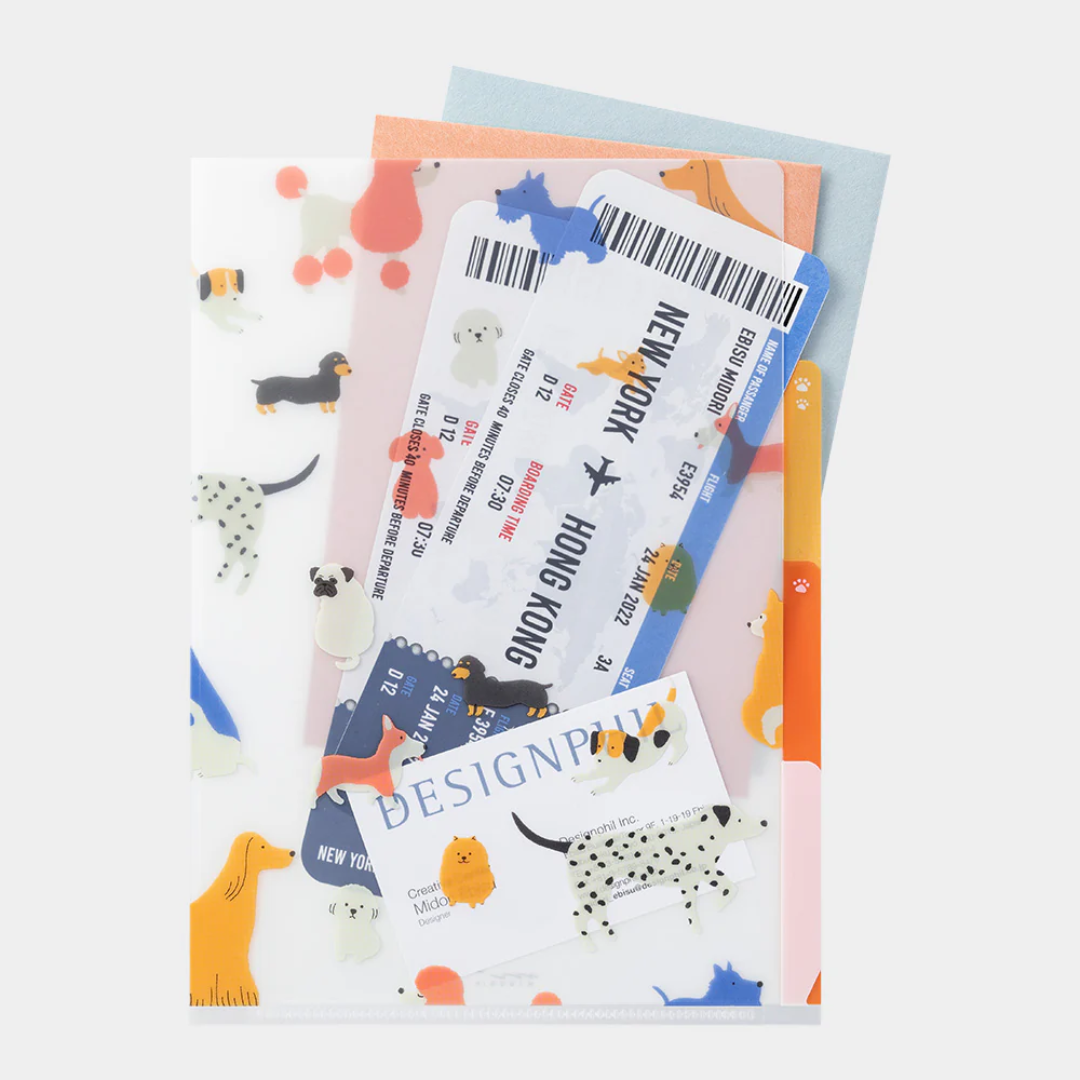 Midori 3 Pockets Clear Folder A5 - Dog