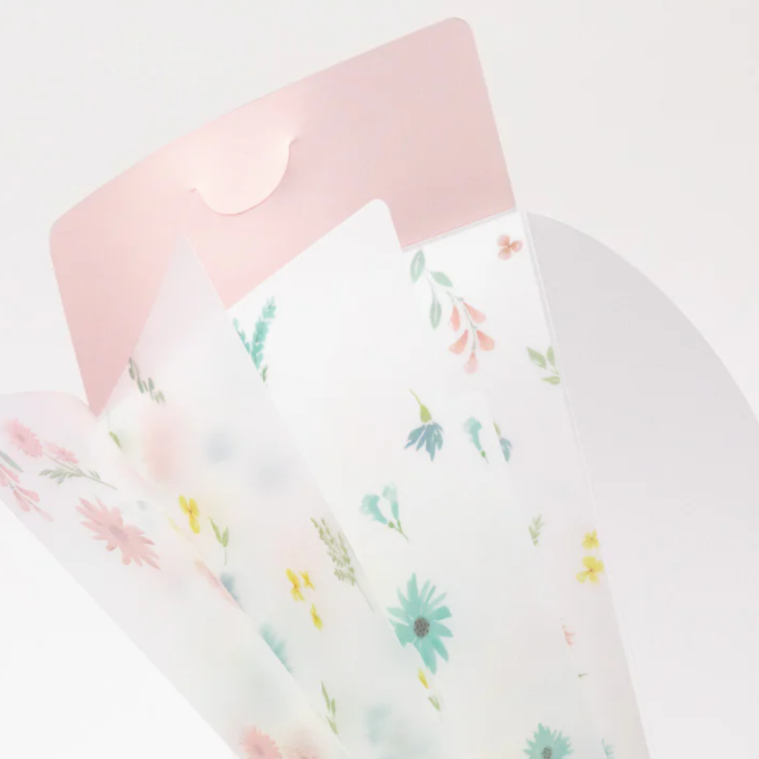 Midori 3 Pockets Clear Folder A5 Slim with Flap - Flowers