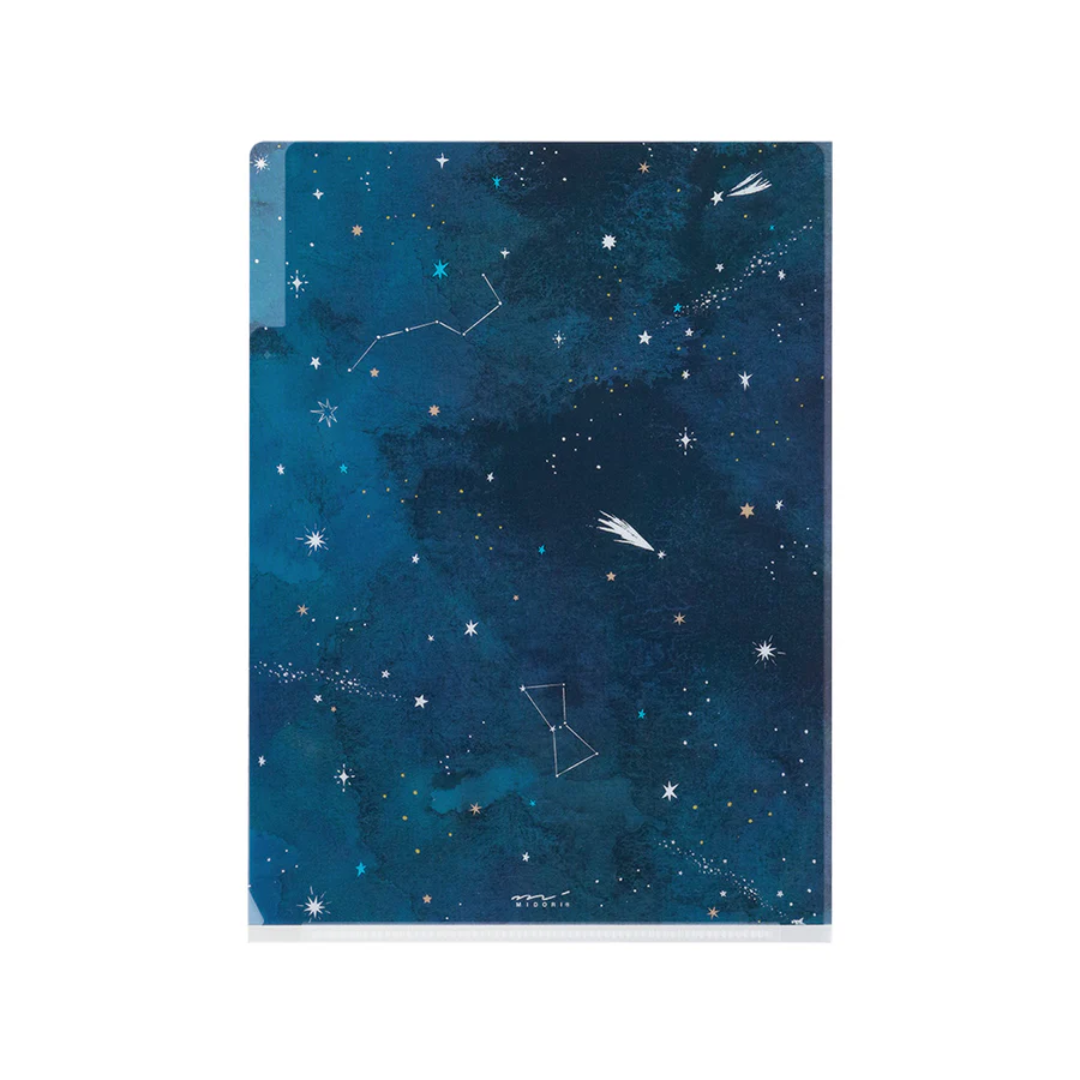 Midori 3 Pockets Clear Folder A5 - Starry Sky