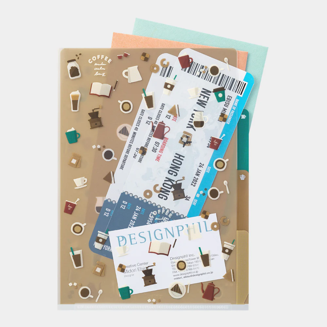 Midori 3 Pockets Clear Folder A5 - Coffee A