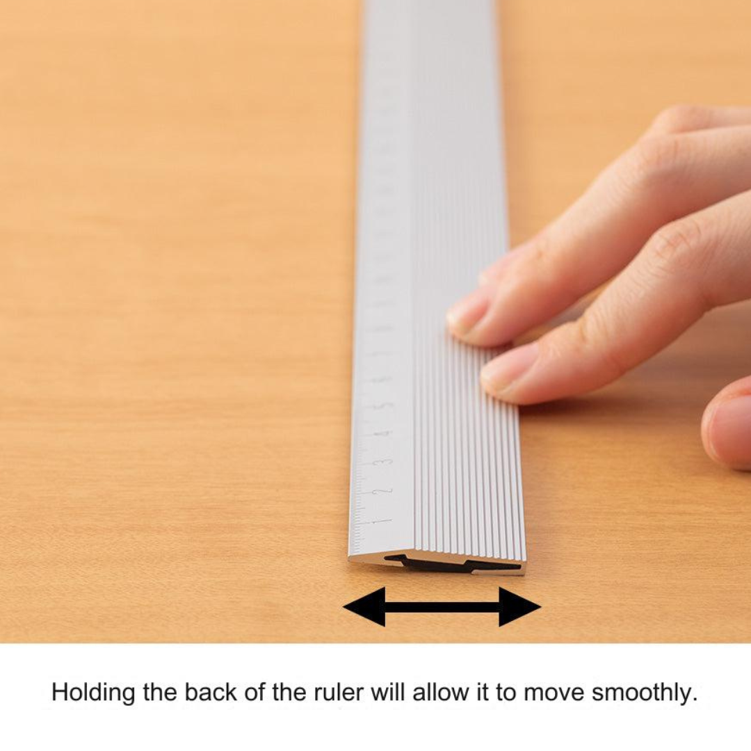 Midori Non Slip Aluminum Ruler - 30 cm - Silver