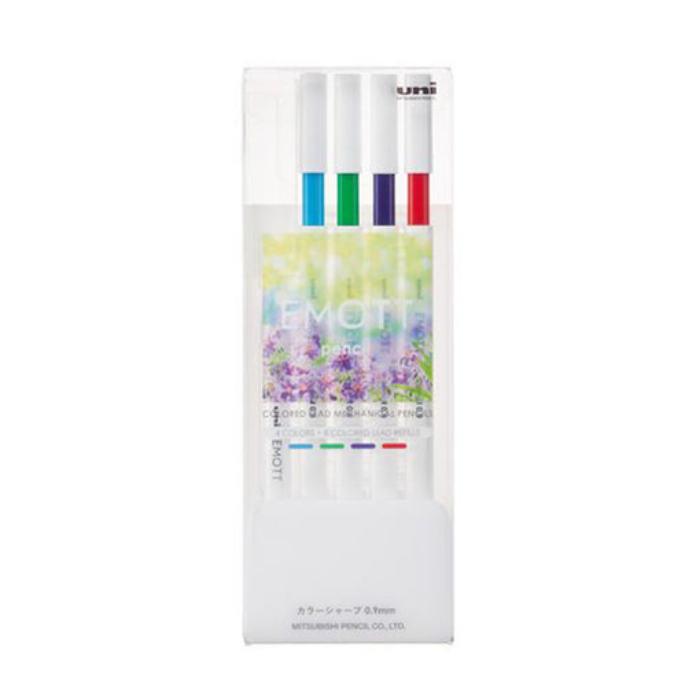 Uni EMOTT Color Mechanical Pencil - 0.9 mm - 4 Color Set