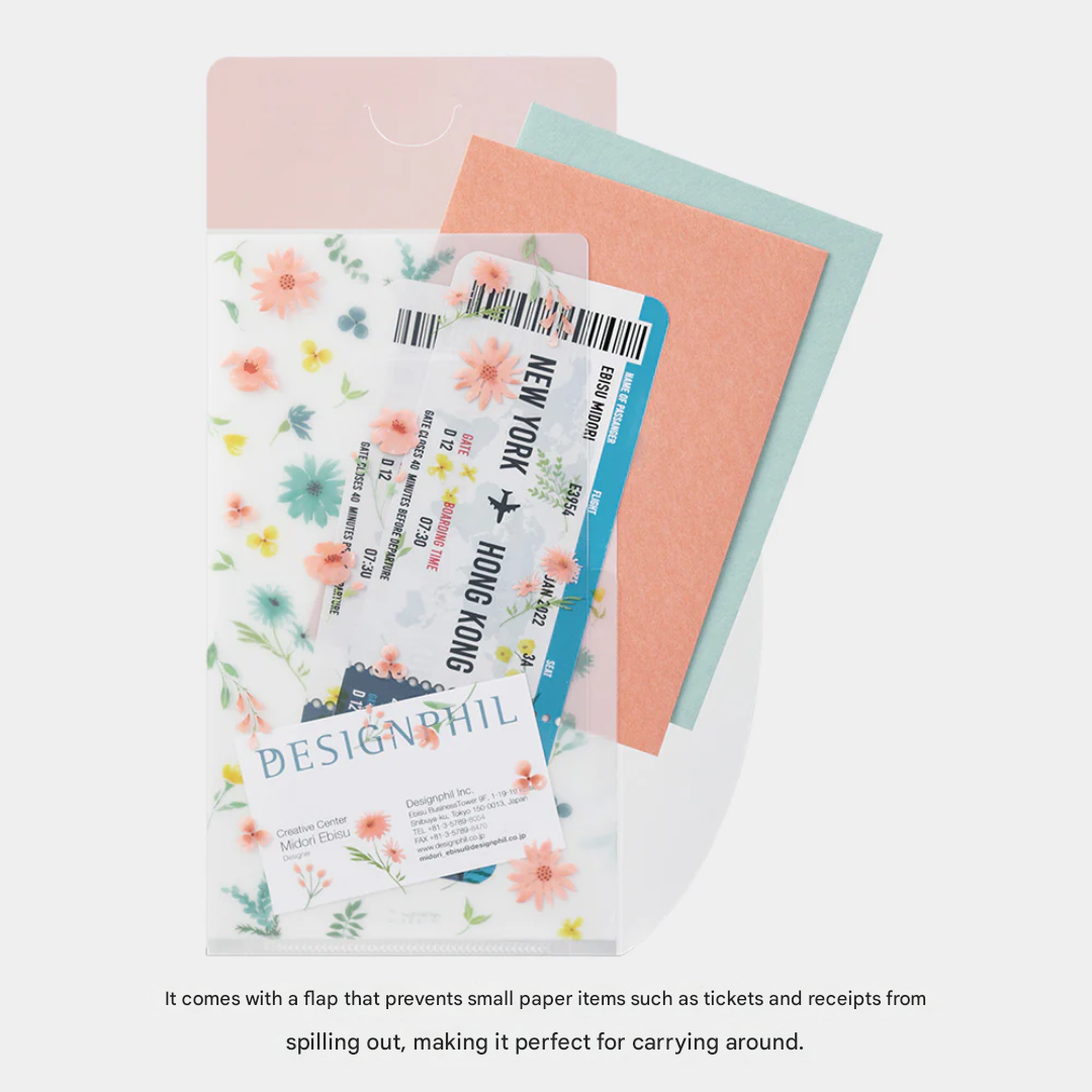 Midori 3 Pockets Clear Folder A5 Slim with Flap - Flowers