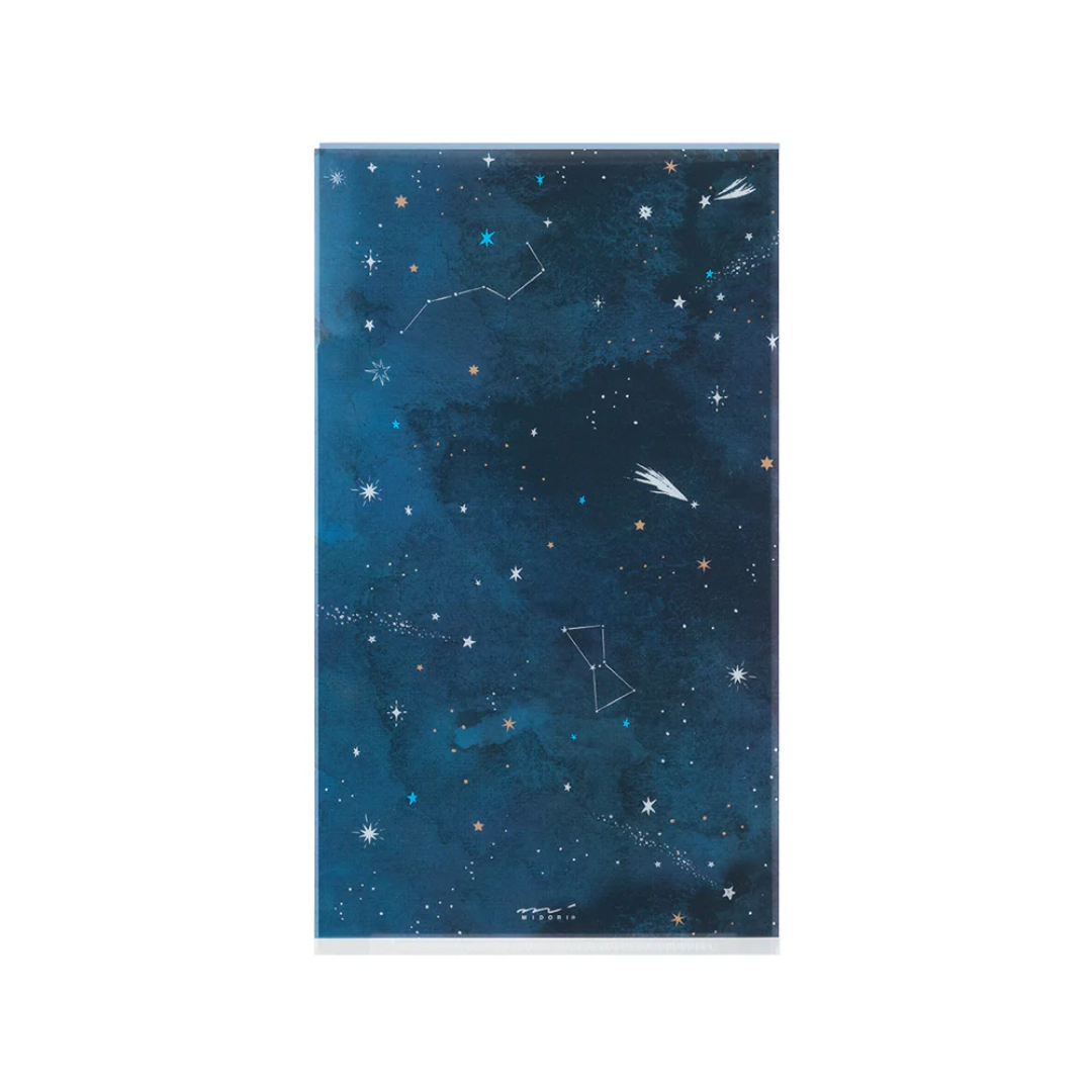 Midori 3 Pockets Clear Folder A5 Slim with Flap - Starry Sky