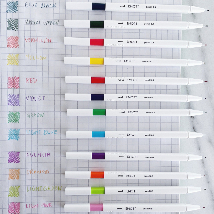 Uni EMOTT Color Mechanical Pencil - 0.9 mm - 4 Color Set