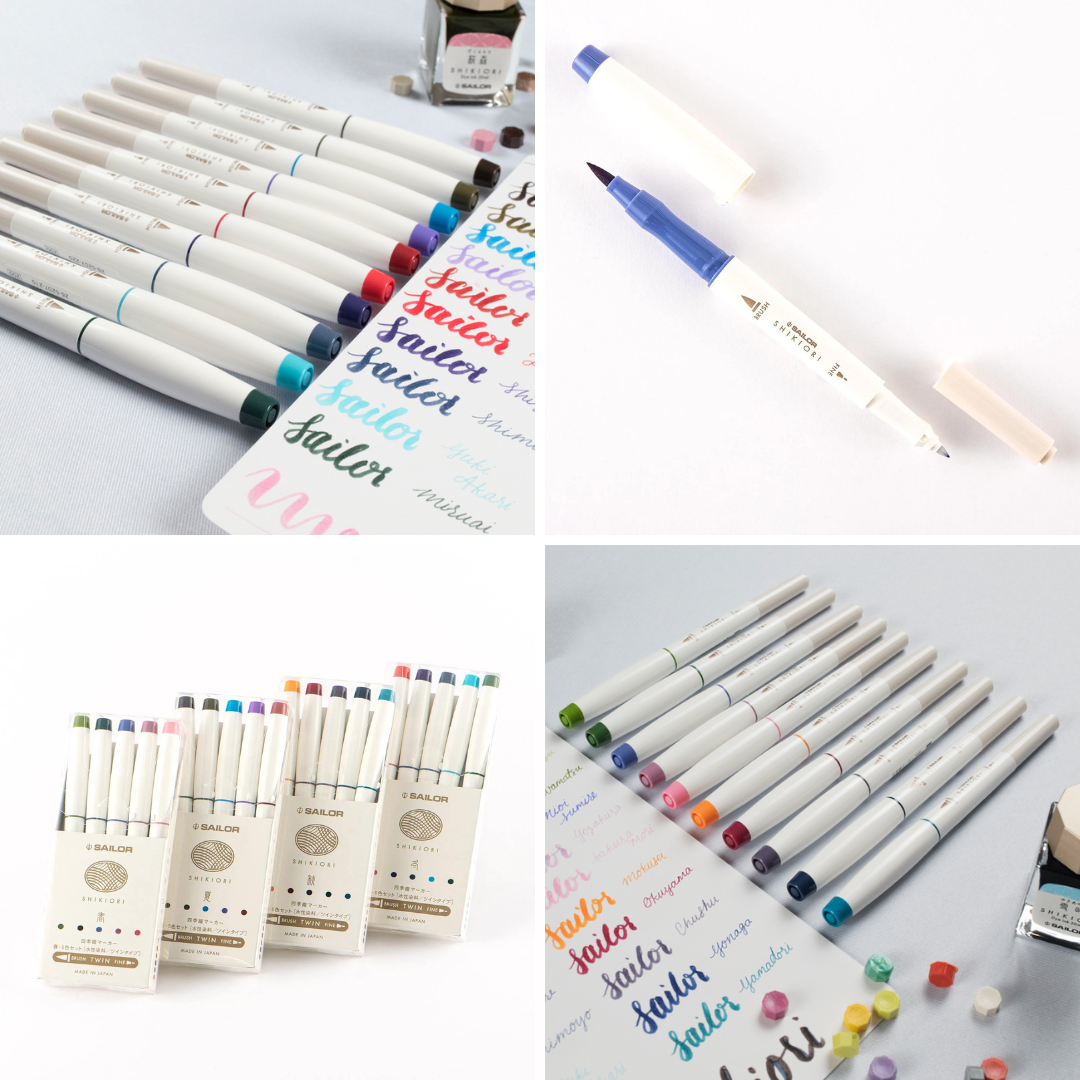 Sailor Shikiori Double-Sided Brush Pen - 5 Color Set