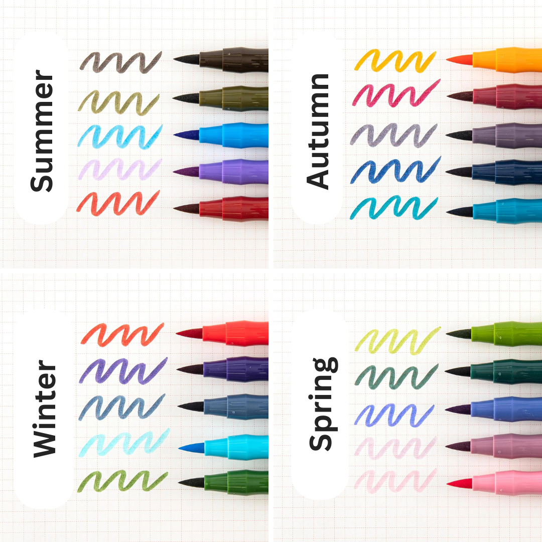 Sailor Shikiori Double-Sided Brush Pen - 5 Color Set