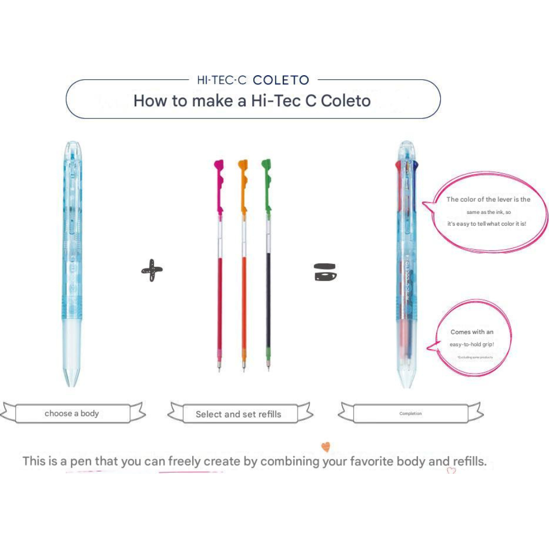 Pilot Hi-Tec-C Coleto Gel Multi Pen Refill - 0.4 mm - Neon Colors