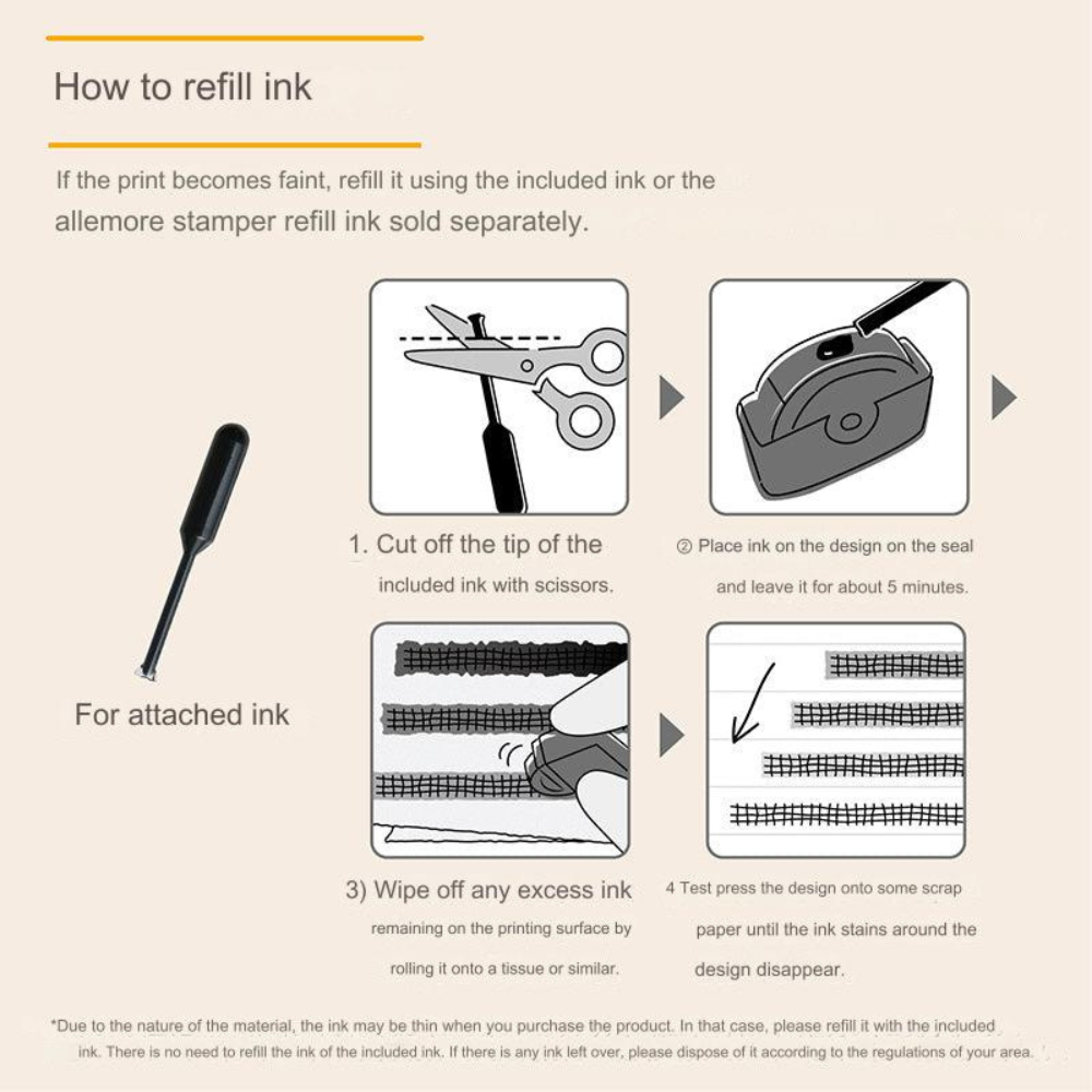 Shachihata Allemore Nototo Roller Stamps - Tartan Plaid - Brown Ink