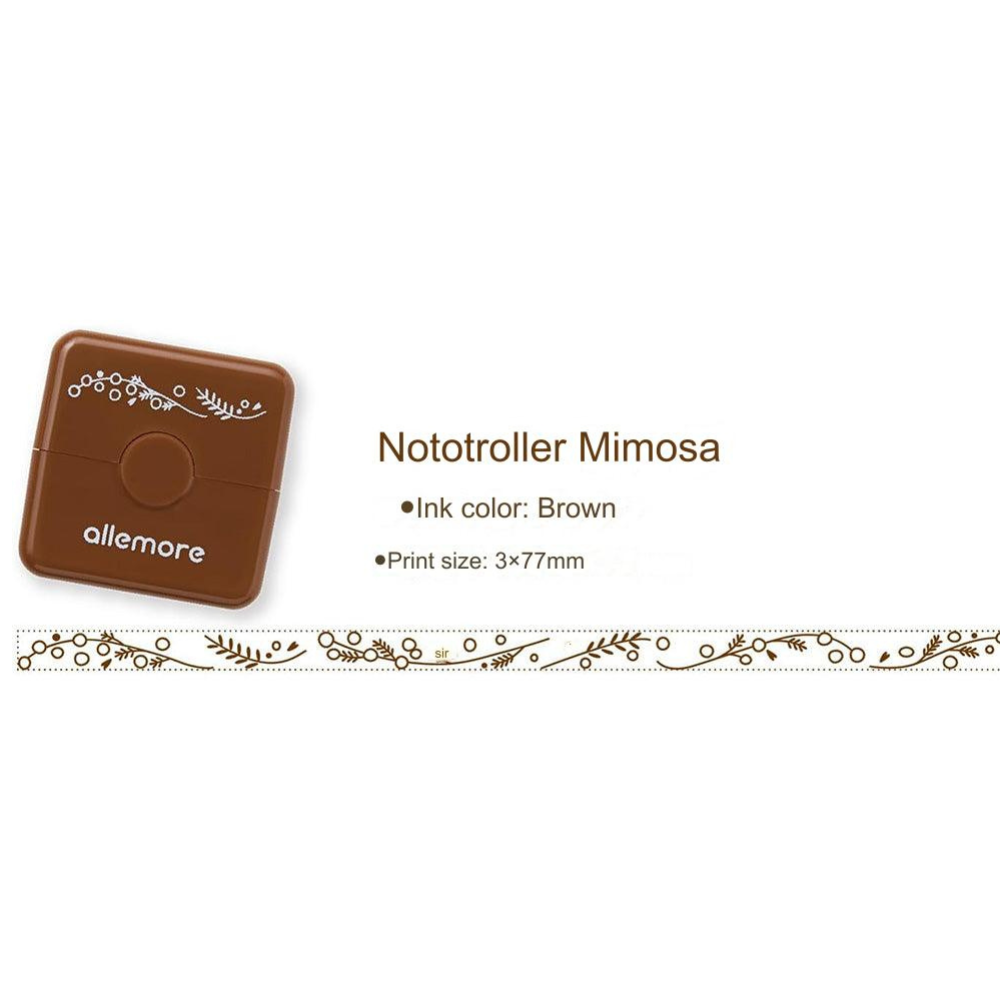 Shachihata Allemore Nototo Roller Stamps - Mimosa - Brown Ink