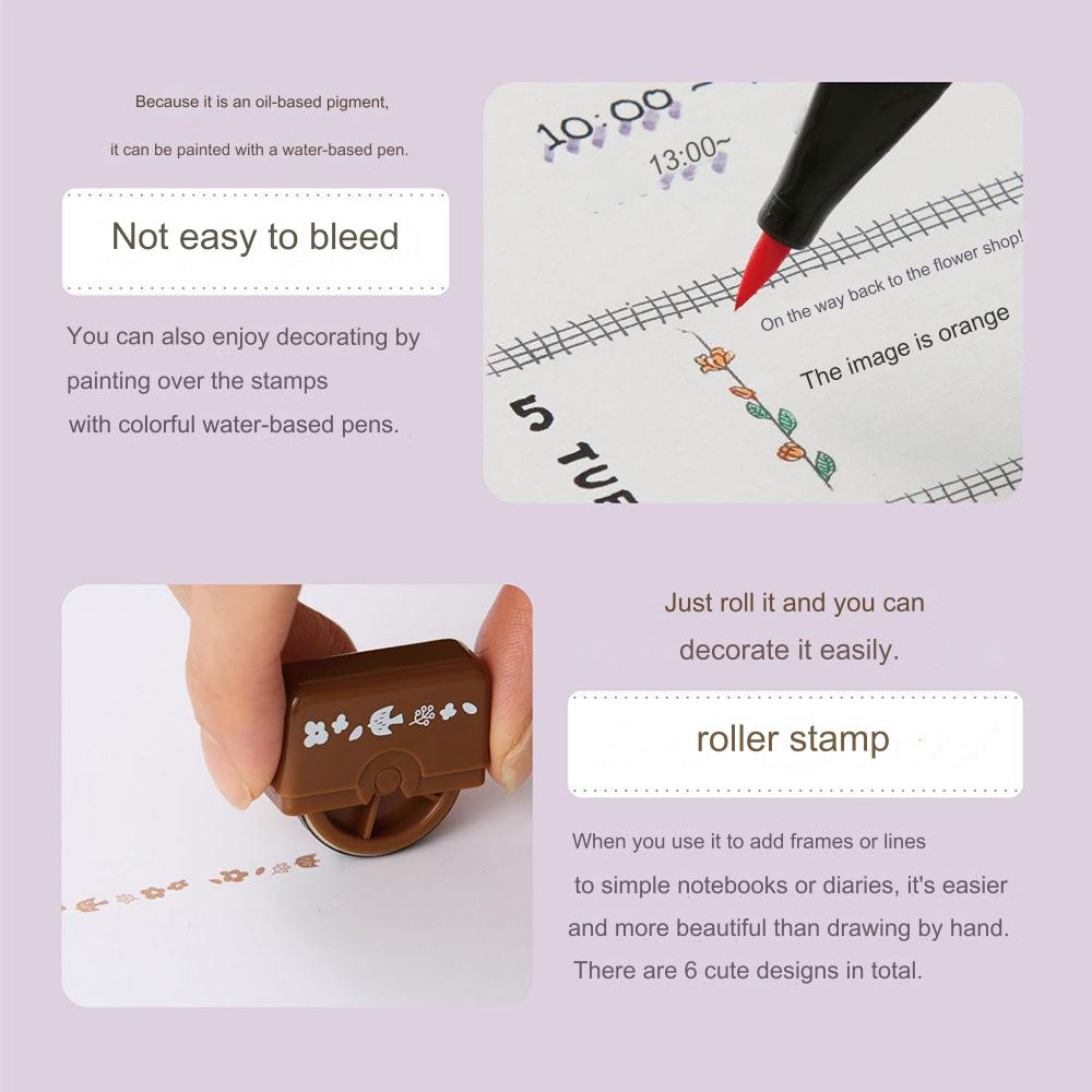 Shachihata Allemore Nototo Roller Stamps - Organic Grid - Black Ink