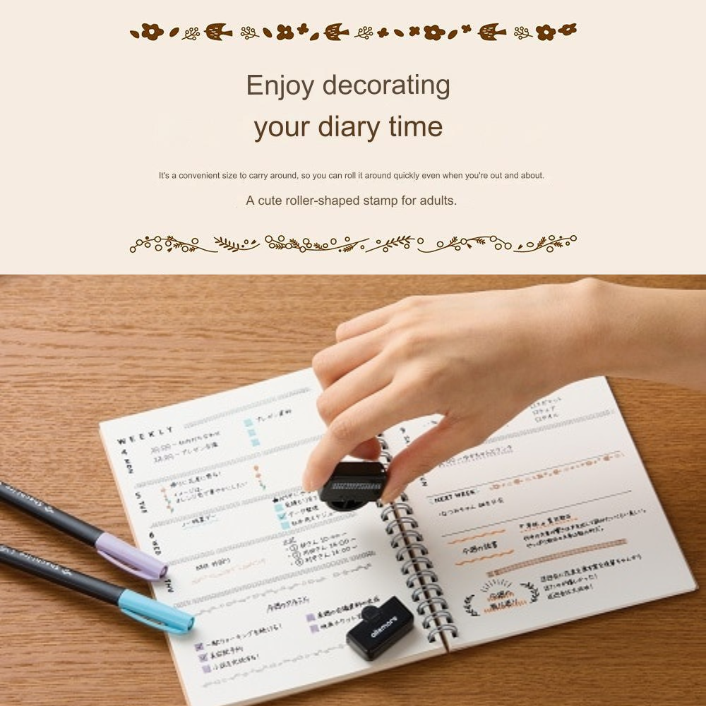 Shachihata Allemore Nototo Roller Stamps - Organic Grid - Black Ink