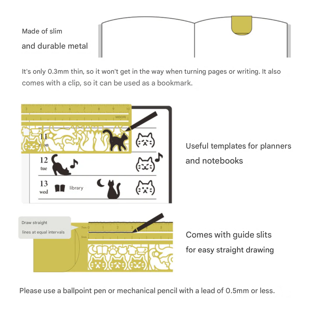 Midori Clip Ruler - Cat A