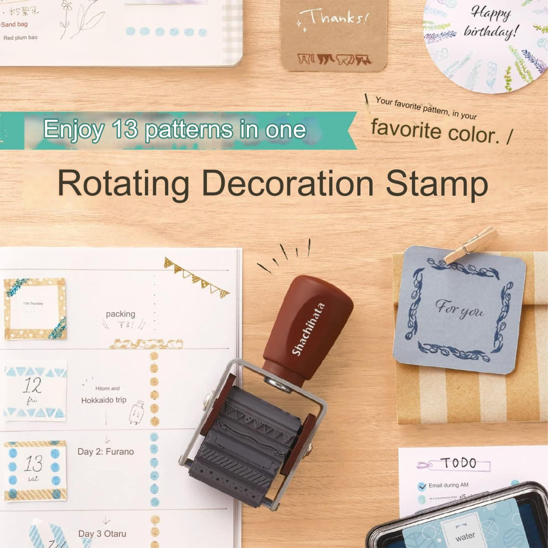 Shachihata Rotating Stamp - Handwritten Decoration