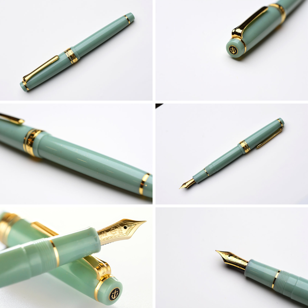 Sailor Pro Gear Slim Shikiori Fountain Pen - Dragon Palace Opal Green - Medium Fine