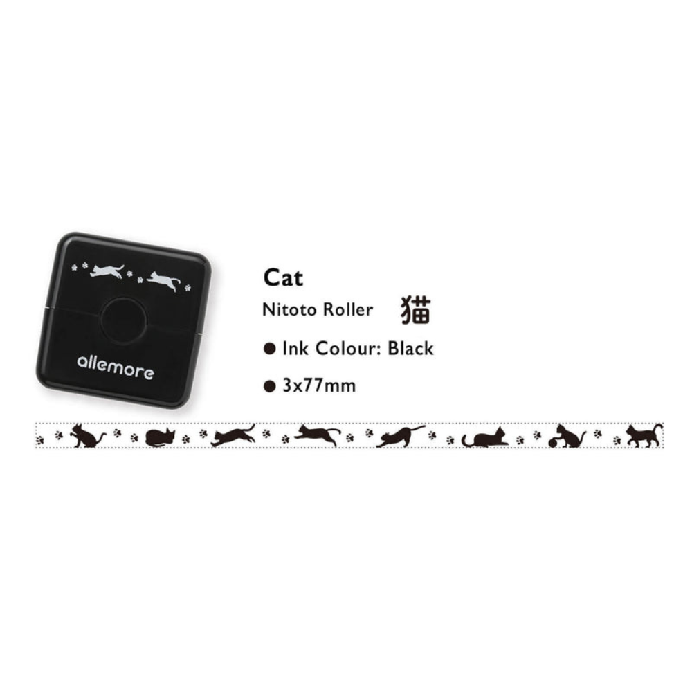 Shachihata Allemore Nototo Roller Stamps - Cat - Black Ink