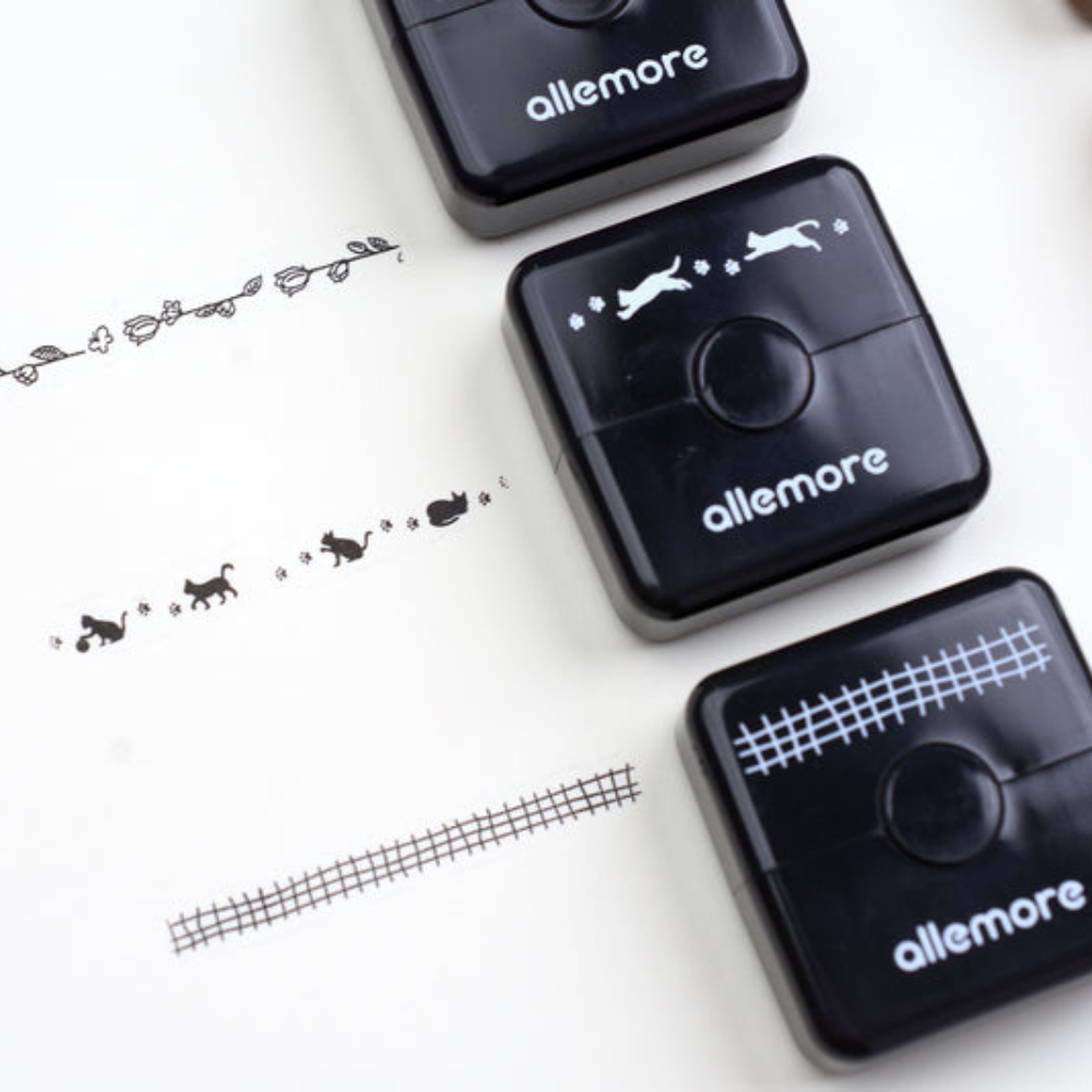 Shachihata Allemore Nototo Roller Stamps - Organic Grid - Black Ink