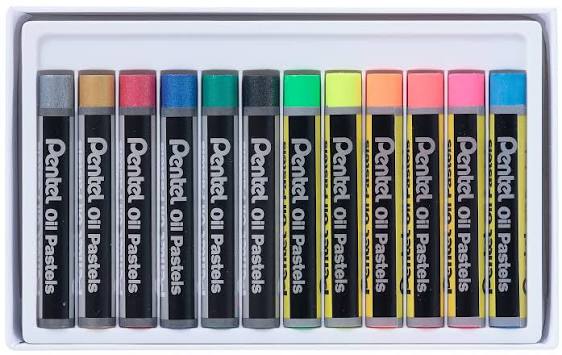Pentel India Oil Pastel Fluo & Metal 12 Colour Set