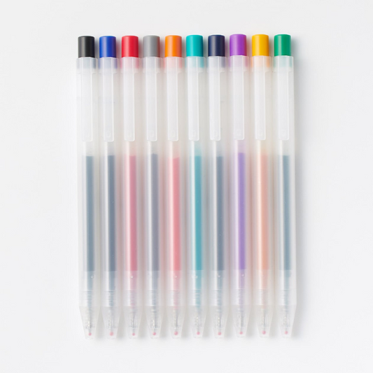 MUJI Smooth Gel Ink Knock Type Ballpoint pen 10 color set