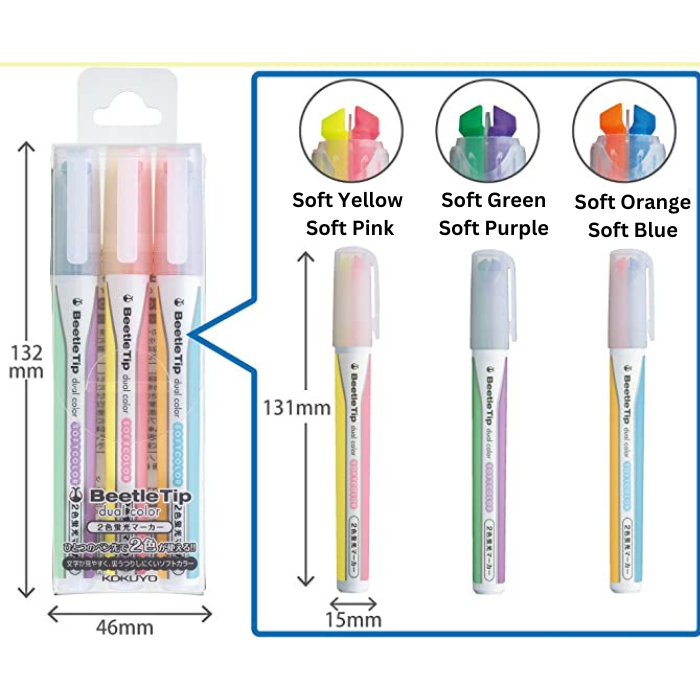 Kokuyo Beetle Tip Dual Soft Color Highlighter