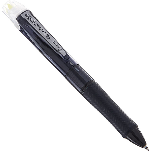 Pilot Acroball Spotliter 3 Color 0.7 mm Ballpoint Multi Pen + Highlighter - Black Body & Yellow Highlighter