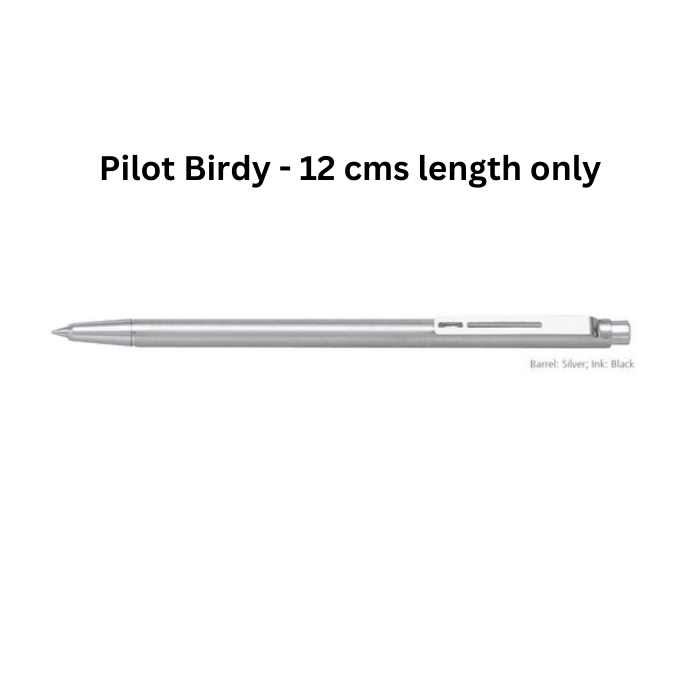 Pilot Birdie Stainless Steel Body Mini Ballpoint Pen - 0.7 mm - Black Ink