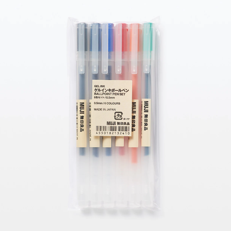 MUJI Pens Gel ink ballpoint pen 6 color set